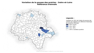 Variation de la pousse des prairies - Indre-et-Loire / Référence triennale